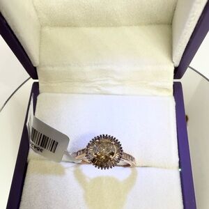 NEW Solid 10K Gold 1.25ctw Natural Champagne Diamond Ring (0.90ctw Center Stone)